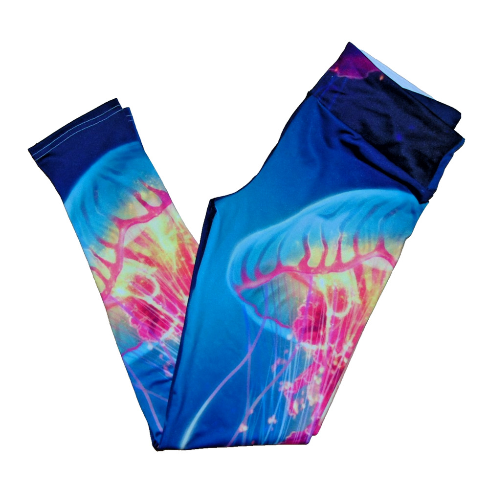 Society 6 Electric Jellyfish Size Medium Vibrant Athletic Leggings